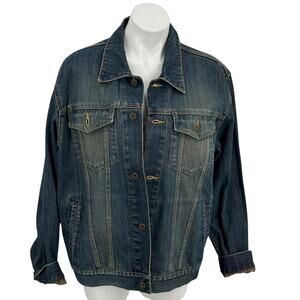 Old Navy Trucker VTG Denim Jacket L Women's Blue Y2K Streetwear Rustic Classic